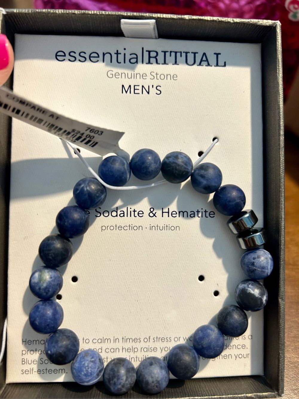 Essentials Men Sodalite & Hematite Beaded Bracelet - Blue